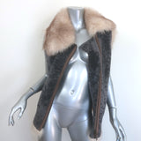 Brunello Cucinelli Fox Fur-Collar Shearling Vest Dark Gray Size 42