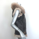 Brunello Cucinelli Fox Fur-Collar Shearling Vest Dark Gray Size 42