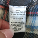 Nili Lotan Plaid Flannel Shirt Gray/Cream Cotton Size Large Long Sleeve Top