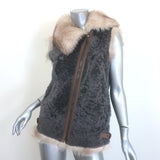 Brunello Cucinelli Fox Fur-Collar Shearling Vest Dark Gray Size 42
