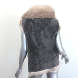 Brunello Cucinelli Fox Fur-Collar Shearling Vest Dark Gray Size 42