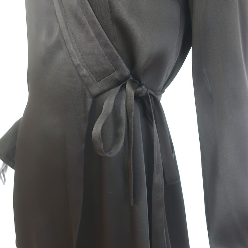 Donna Karan Wrap Jacket Dark Brown Satin Size US 4