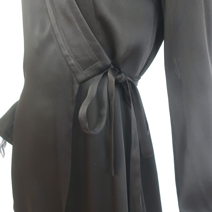 Donna Karan Wrap Jacket Dark Brown Satin Size US 4