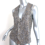 Zadig & Voltaire Emilie Sequined Vest Silver/Gold Size Medium