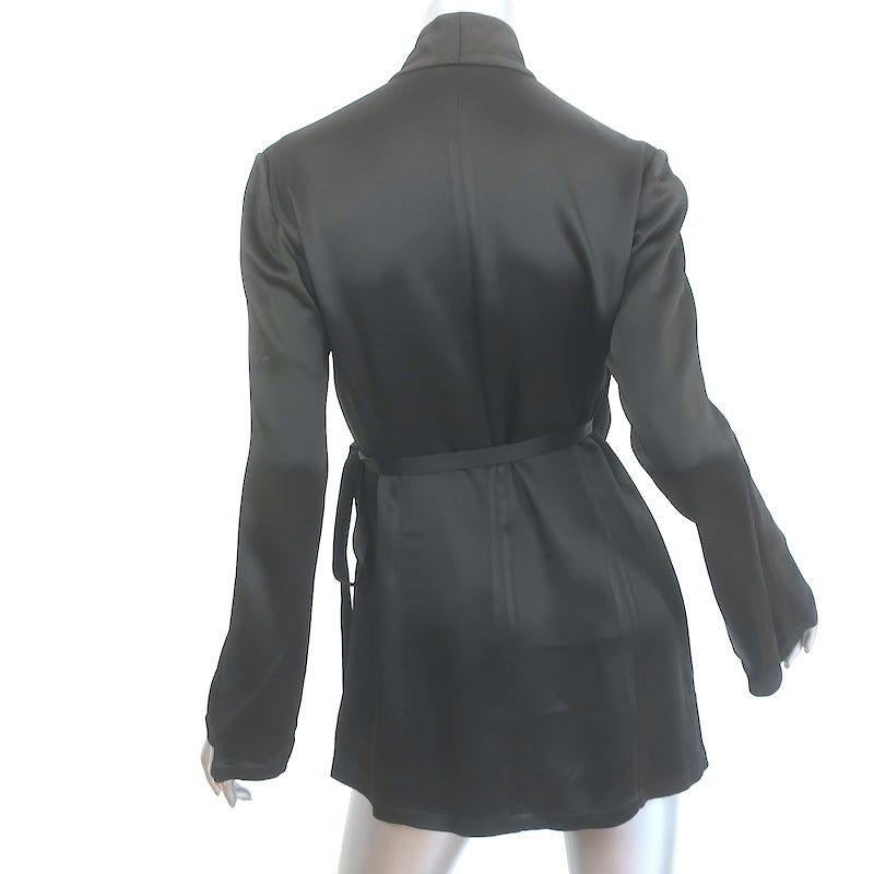 Donna Karan Wrap Jacket Dark Brown Satin Size US 4