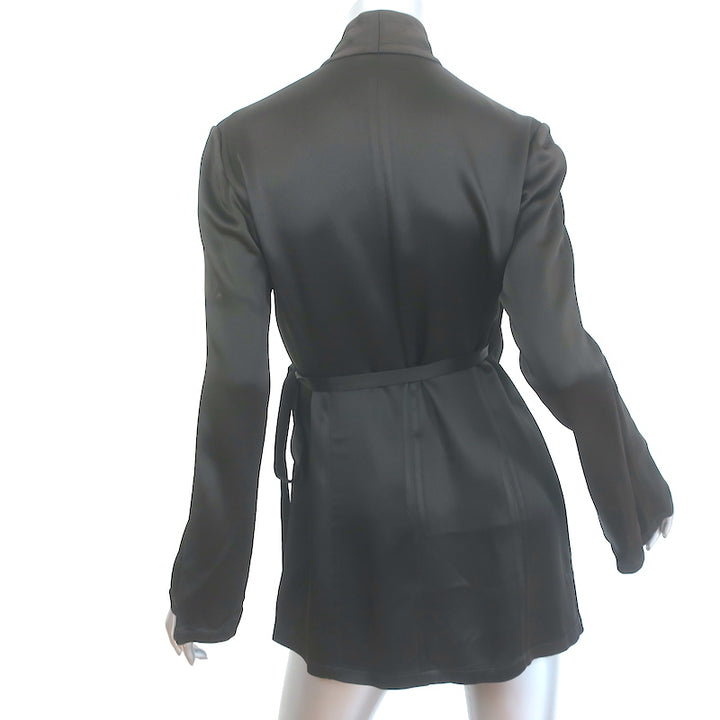 Donna Karan Wrap Jacket Dark Brown Satin Size US 4
