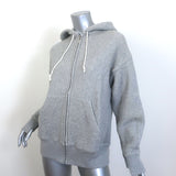 Sacai Ribbed Knit-Back Zip-Up Hoodie Sweatshirt Heather Gray Size 2