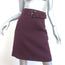 Prada Belted A-Line Skirt Burgundy Virgin Wool Size 38