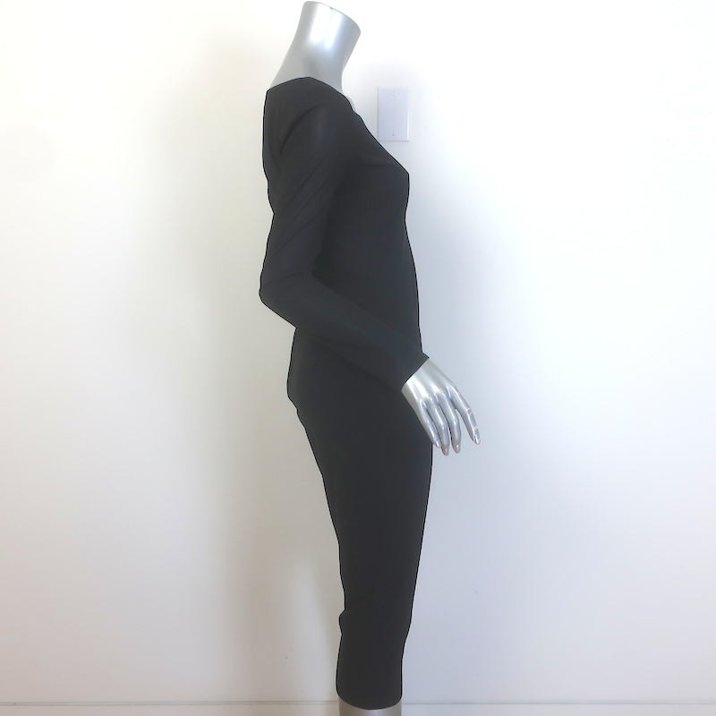 Dolce &amp; Gabbana Long Sleeve Midi Dress Black Stretch Crepe de Chine Size 40