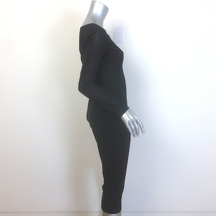 Dolce &amp; Gabbana Long Sleeve Midi Dress Black Stretch Crepe de Chine Size 40
