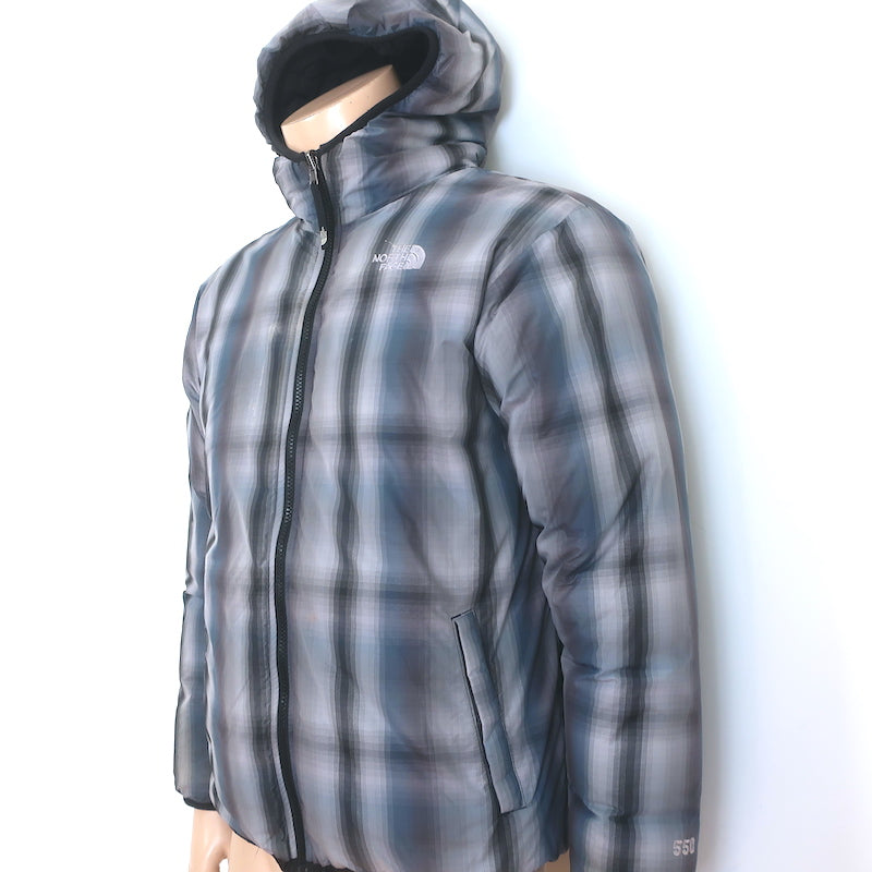 The North Face Boys 550 Reversible Down Jacket Plaid &amp; Black Size Extra Large