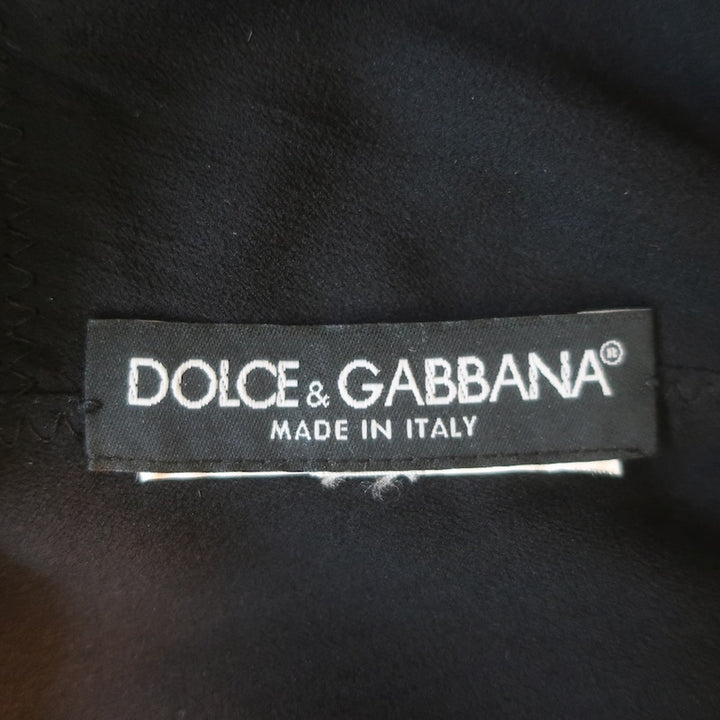 Dolce &amp; Gabbana Long Sleeve Midi Dress Black Stretch Crepe de Chine Size 40