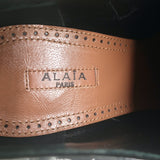 Alaia Croc-Embossed Patent Leather Platform Booties Black Size 38.5