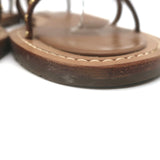 Celine Taillat Triomphe Studded T-Strap Sandals Brown Leather Size 40