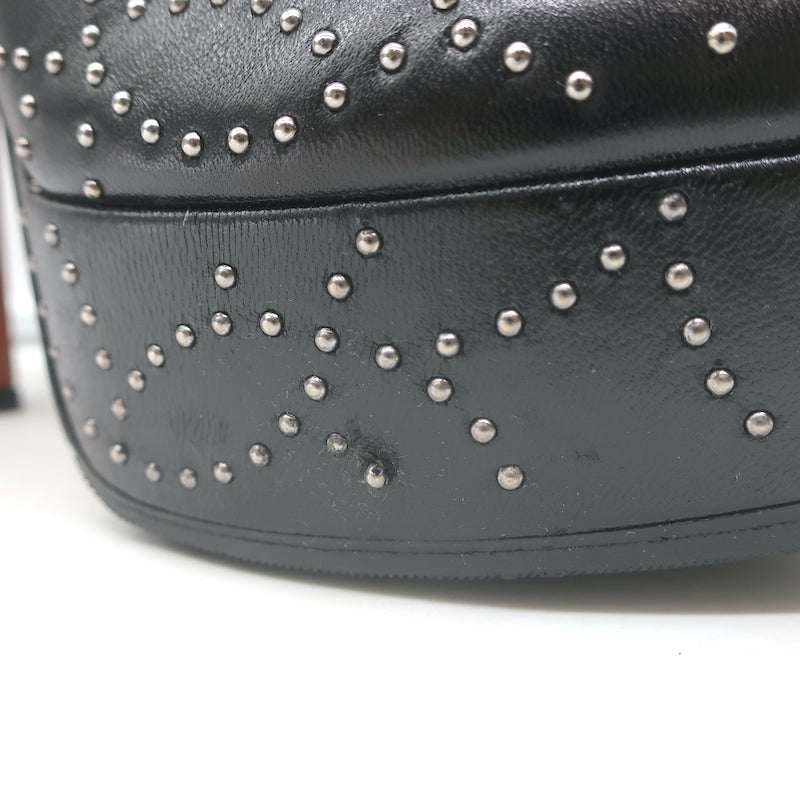Alaia Studded Leather Platform Boots Black Size 39