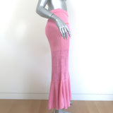 ANDREEVA Midi Skirt with Feathers Pink Floral Knit Size US 8 NEW