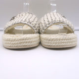 Chanel 22C Braided Knit Slides Cream/Silver Size 37C Flatform Sandals