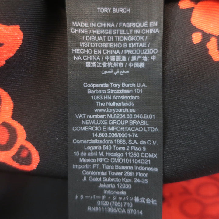 Tory Burch long-sleeve silk bow blouse in black with red paisley print, size 2 — pre-owned, authentic luxury