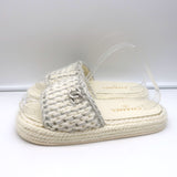 Chanel 22C Braided Knit Slides Cream/Silver Size 37C Flatform Sandals
