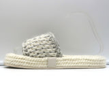 Chanel 22C Braided Knit Slides Cream/Silver Size 37C Flatform Sandals