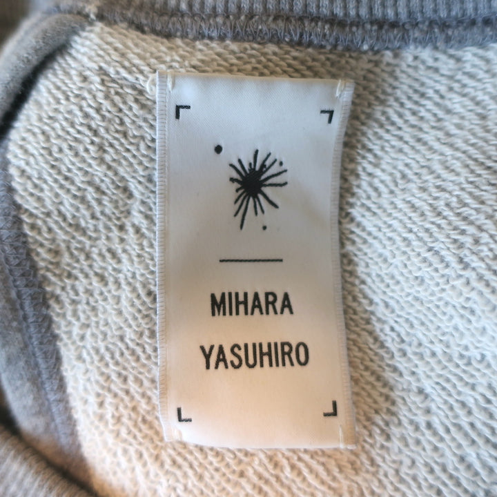Mihara Yasuhiro Open-Back Crewneck Sweatshirt Heather Gray Cotton Size 36