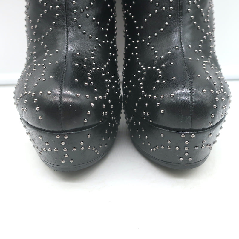 Alaia Studded Leather Platform Boots Black Size 39