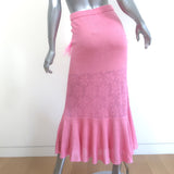 ANDREEVA Midi Skirt with Feathers Pink Floral Knit Size US 8 NEW