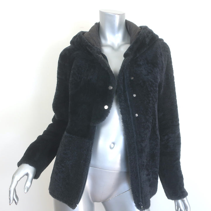 Brunello Cucinelli Shearling Hooded Jacket Black Size 42