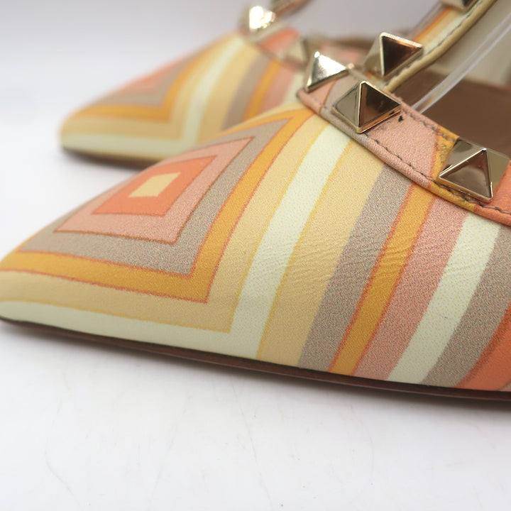 Valentino Native Couture 1975 Rockstud Ankle Straps Pumps Multicolor Size 39