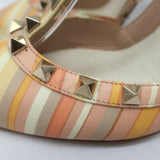 Valentino Native Couture 1975 Rockstud Ankle Straps Pumps Multicolor Size 39