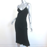 Saint Laurent Midi Slip Dress Black Satin Size 38
