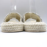Chanel 22C Braided Knit Slides Cream/Silver Size 37C Flatform Sandals