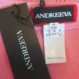 ANDREEVA Midi Skirt with Feathers Pink Floral Knit Size US 8 NEW