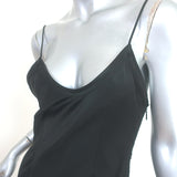 Saint Laurent Midi Slip Dress Black Satin Size 38