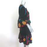 FARM Rio Jimena cross-stitch embroidered black mini dress, size M, gently pre-owned authentic designer piece