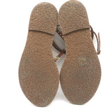 Celine Taillat Triomphe Studded T-Strap Sandals Brown Leather Size 40