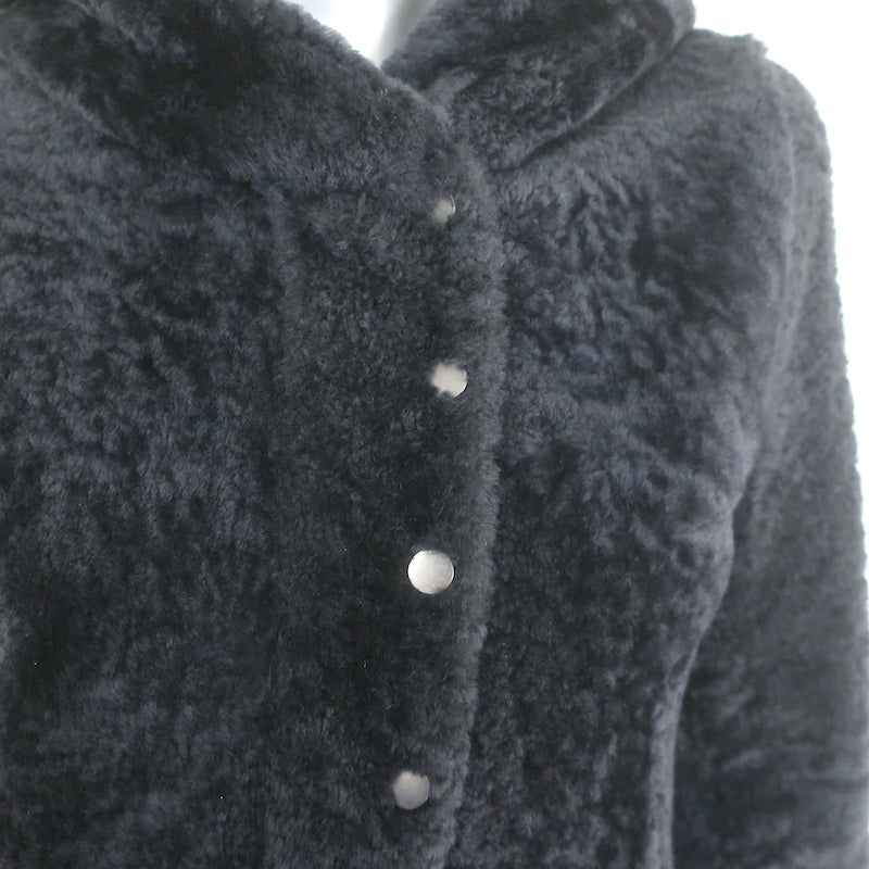 Brunello Cucinelli Shearling Hooded Jacket Black Size 42