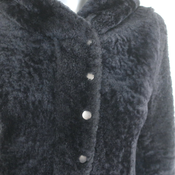 Brunello Cucinelli Shearling Hooded Jacket Black Size 42