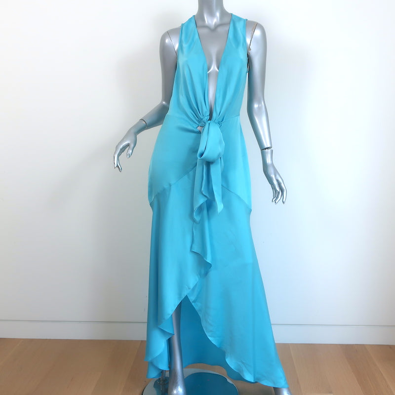 Ramy Brook Ashlyne Plunging Maxi Dress Blue Satin Size 4 Celebrity Owned Ramy Brook Ashlyne Plunging Maxi Dress Blue Satin Size 4 Celebrity Owned
