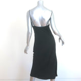 Saint Laurent Midi Slip Dress Black Satin Size 38