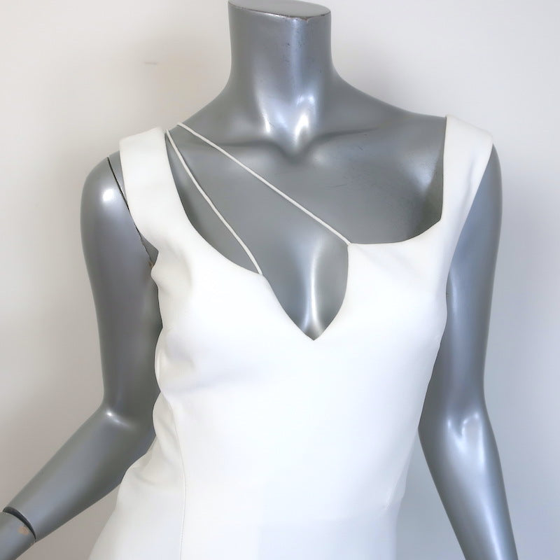 Victoria Beckham Sleeveless Flared Midi Dress Cream Crepe Size US 2