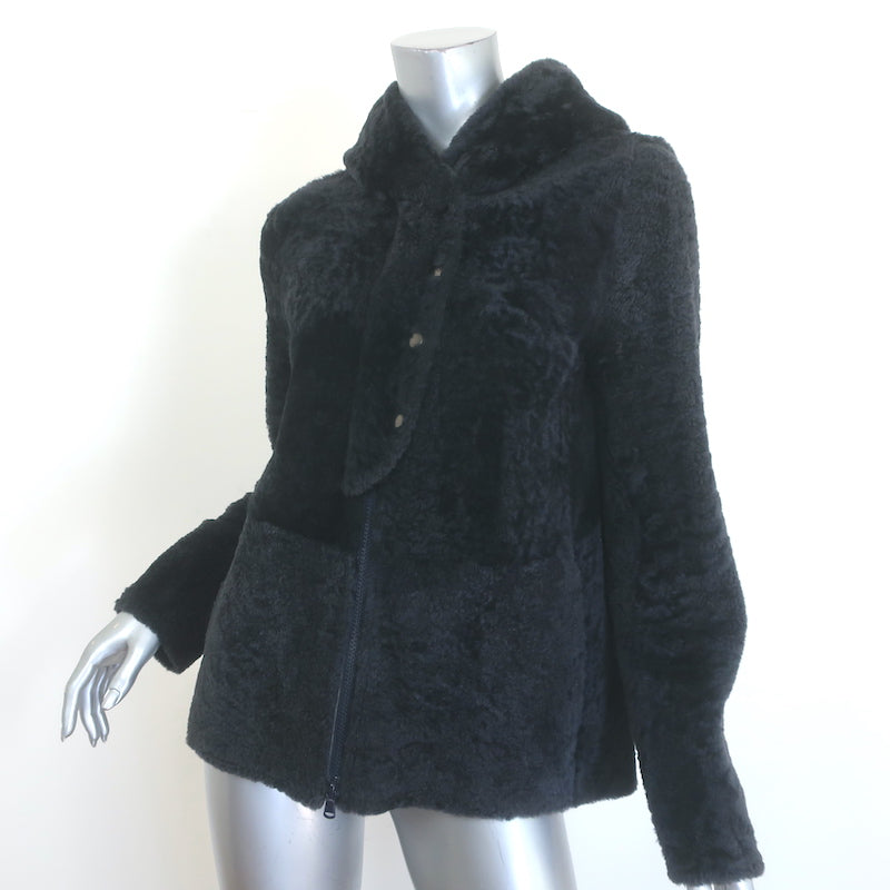 Brunello Cucinelli Shearling Hooded Jacket Black Size 42