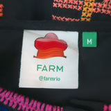 FARM Rio Jimena cross-stitch embroidered mini dress in black, size M — pre-owned, gently worn luxury find