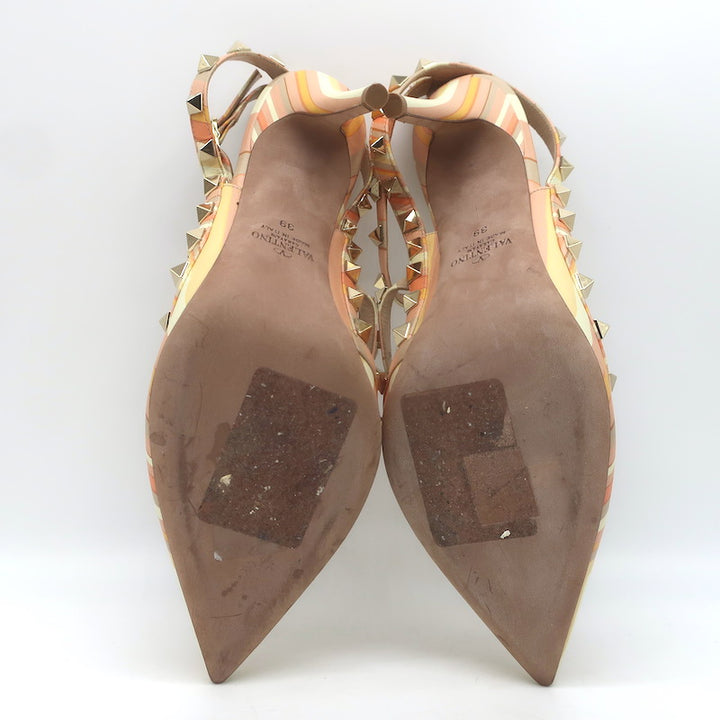 Valentino Native Couture 1975 Rockstud Ankle Straps Pumps Multicolor Size 39