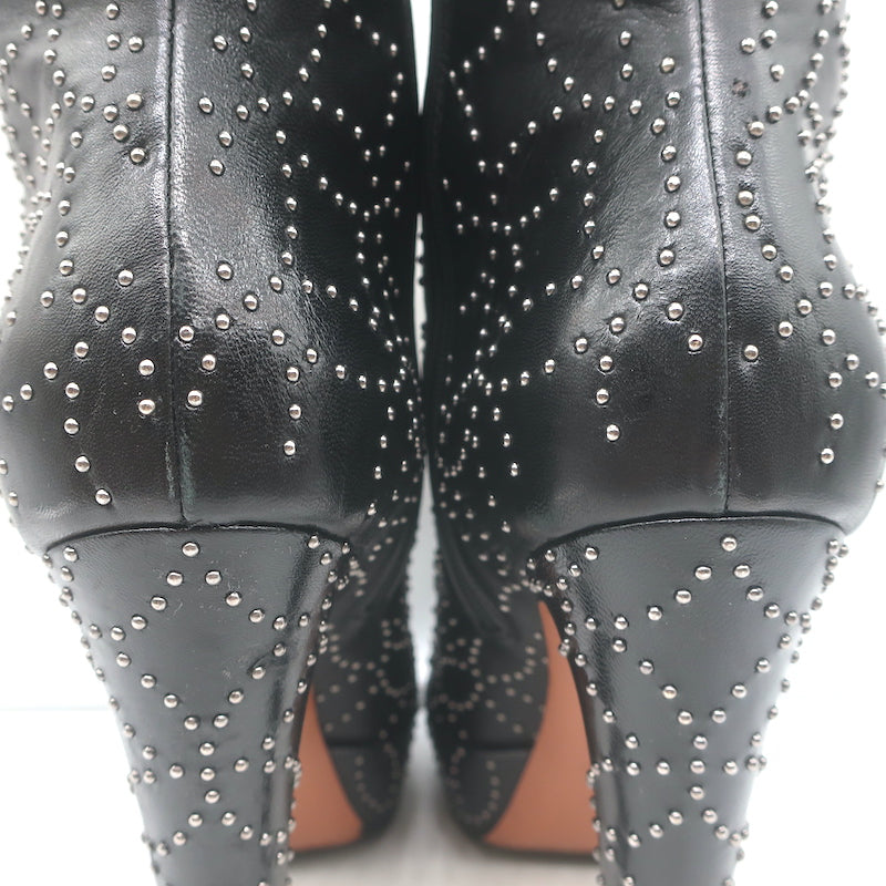 Alaia Studded Leather Platform Boots Black Size 39