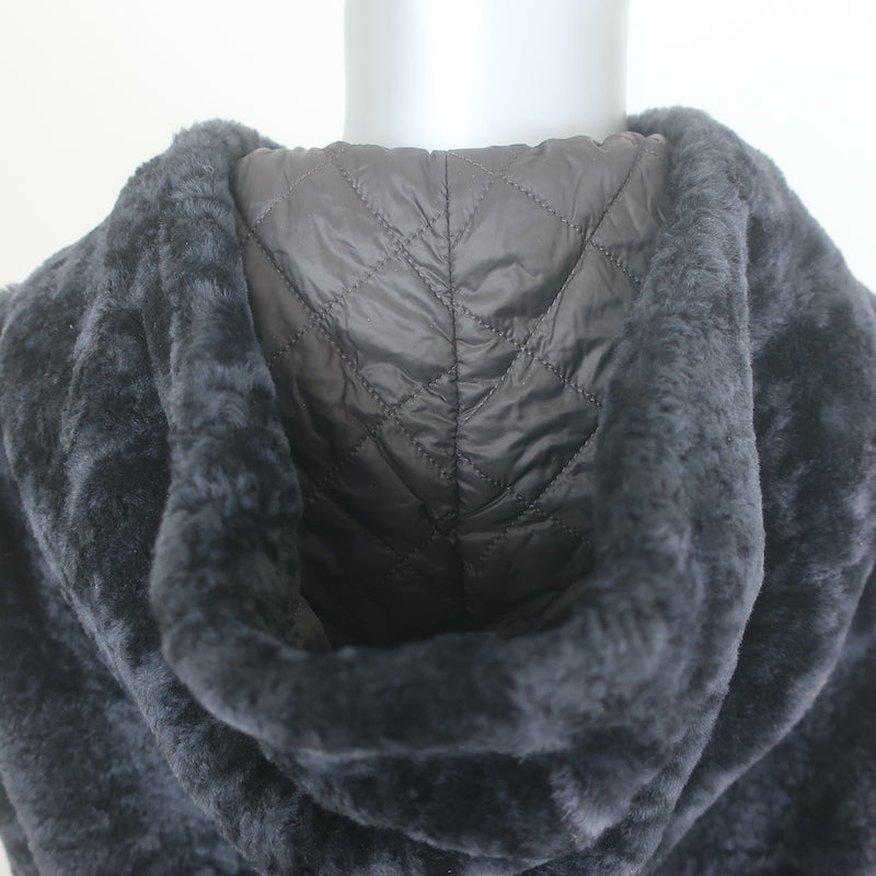 Brunello Cucinelli Shearling Hooded Jacket Black Size 42