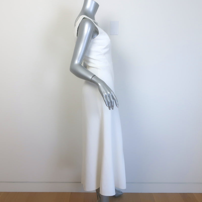 Victoria Beckham Sleeveless Flared Midi Dress Cream Crepe Size US 2