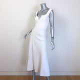 Victoria Beckham Sleeveless Flared Midi Dress Cream Crepe Size US 2