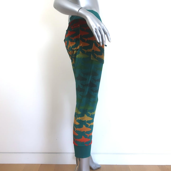 Aviator Nation Velvet Shark Sweatpants Teal Ombre Size Medium