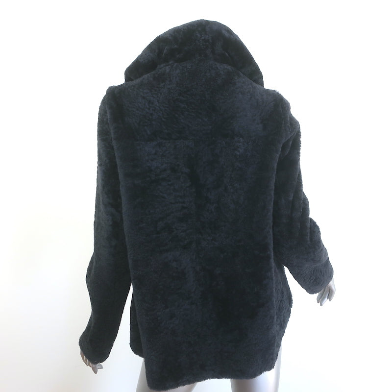 Brunello Cucinelli Shearling Hooded Jacket Black Size 42